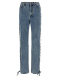 ROTATE BIRGER CHRISTENSEN Blue Cotton Straight-Leg Jeans
