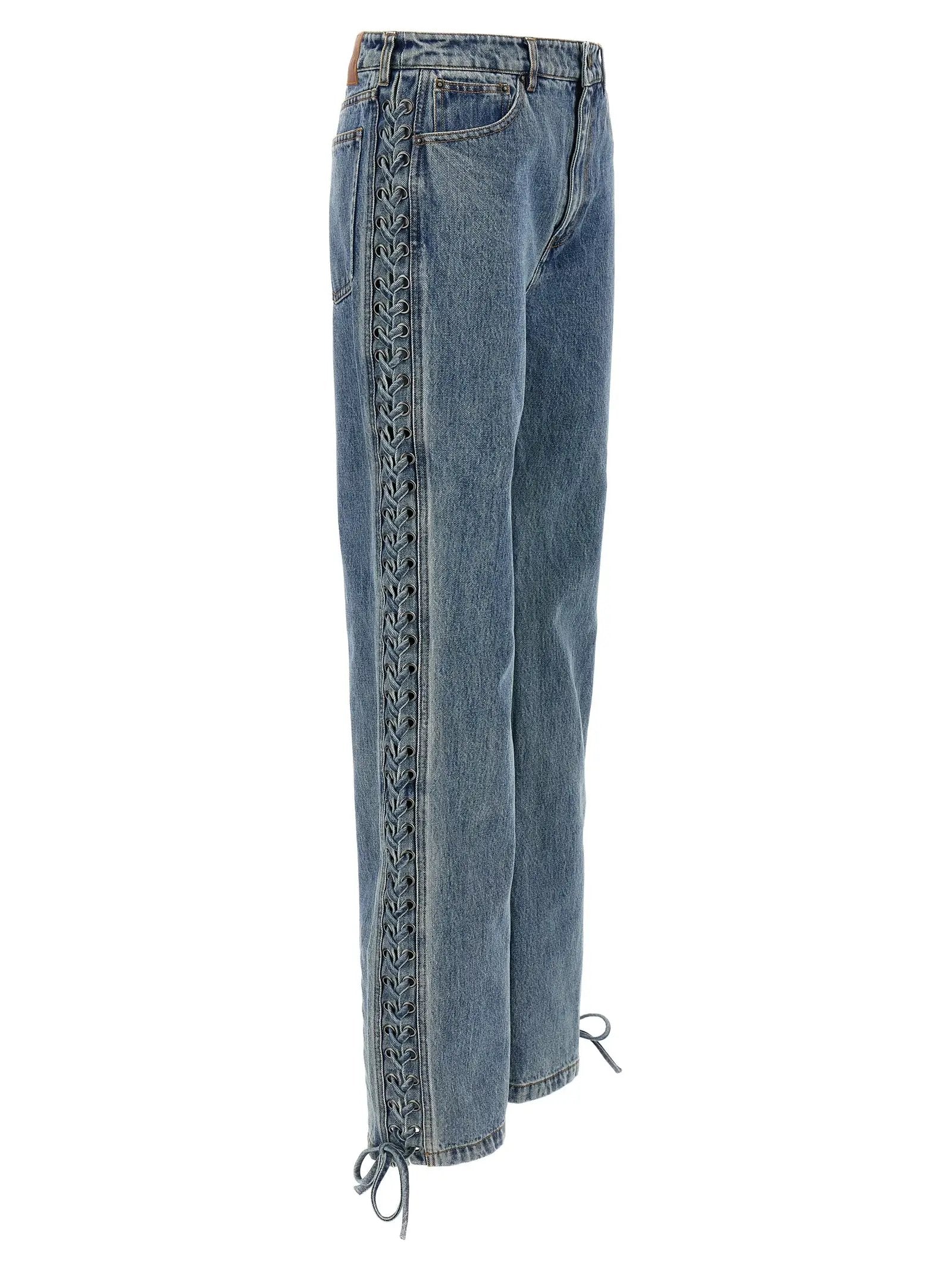 ROTATE BIRGER CHRISTENSEN Blue Cotton Straight-Leg Jeans