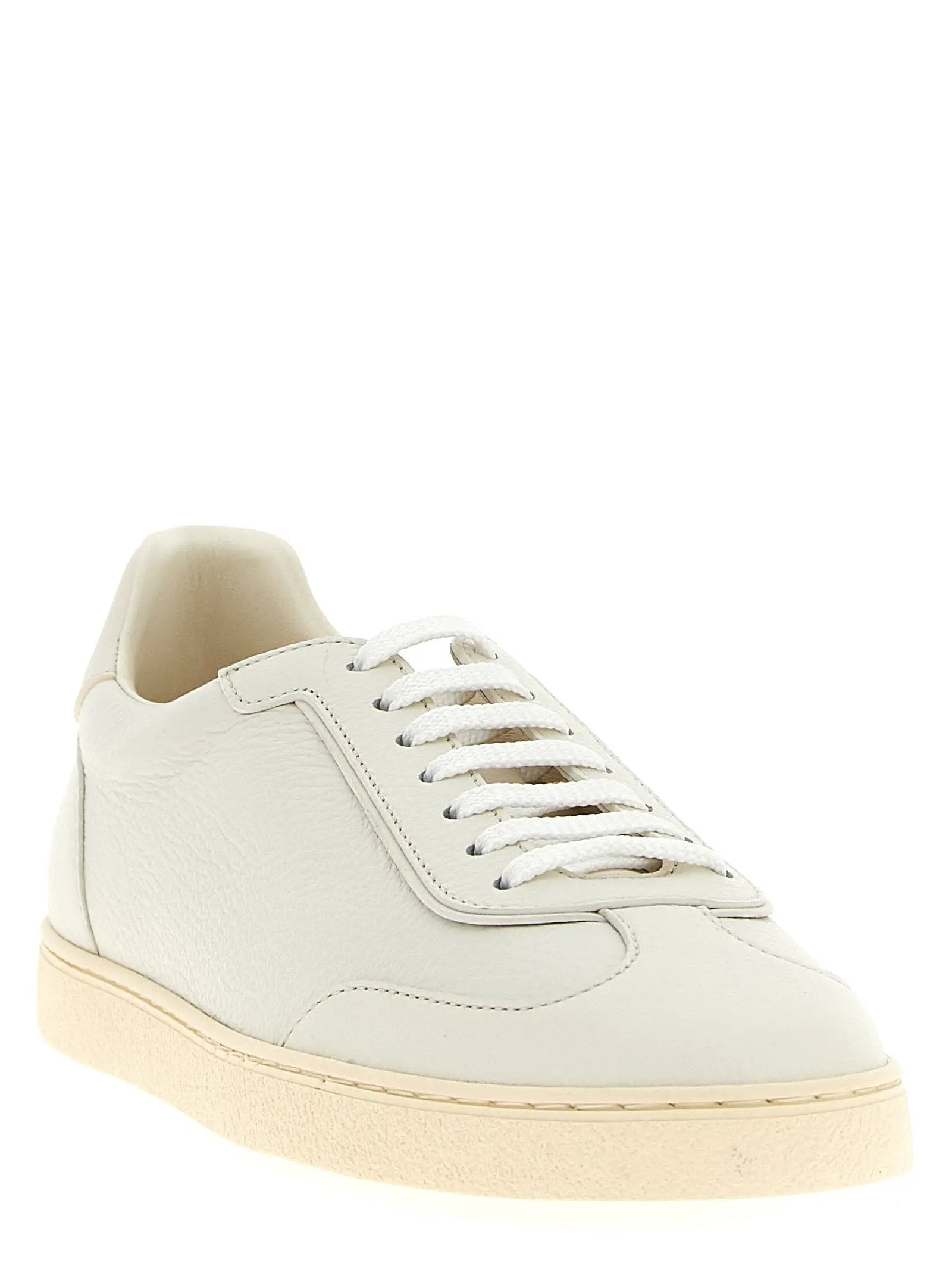 Brunello Cucinelli White Goatskin Low Top Sneakers