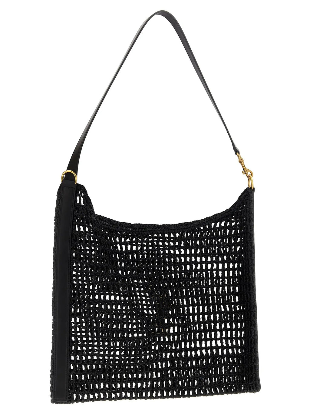 Saint Laurent Black Raffia Shoulder Bag
