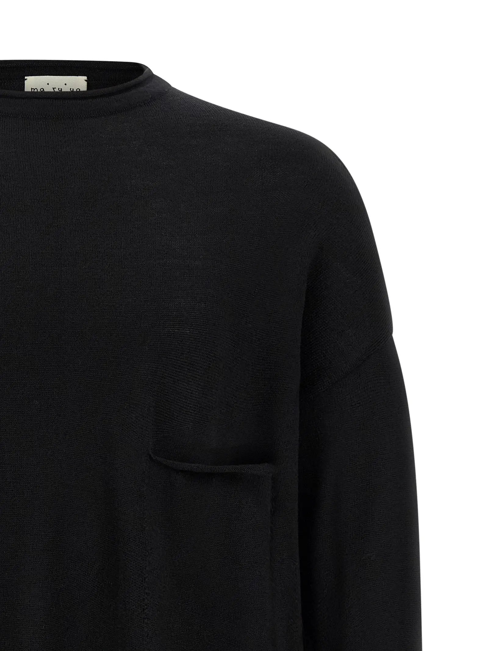 MA'RY'YA Black Virgin Wool Cardigan