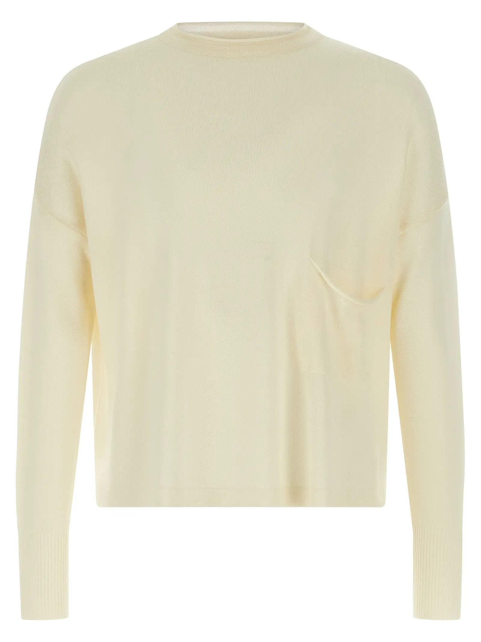 MA'RY'YA White Virgin Wool Cardigan