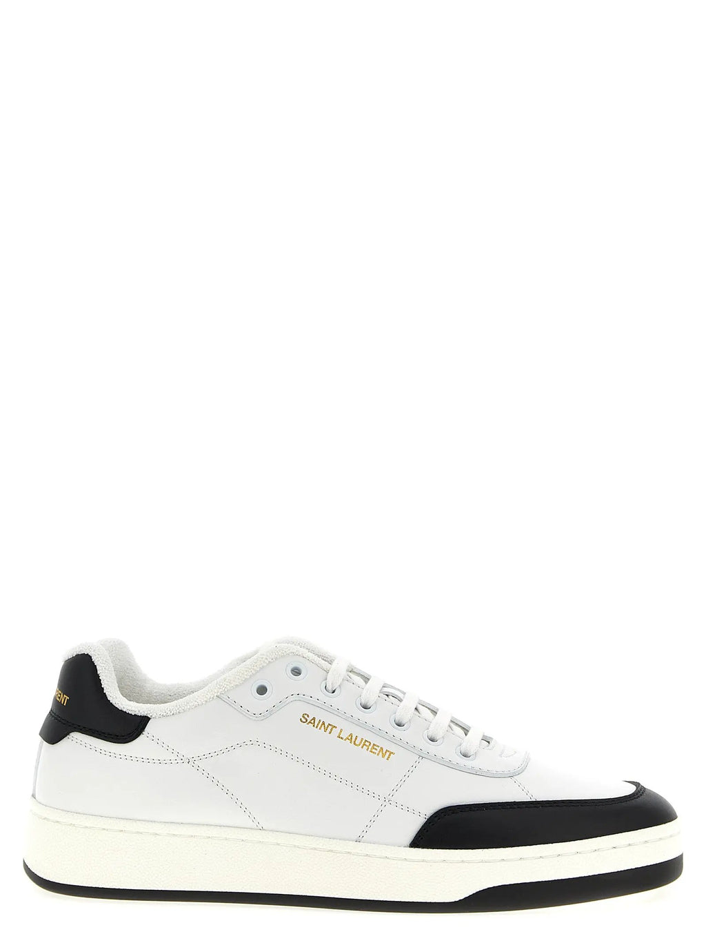 Saint Laurent Bicolor Calfskin Low Top Sneakers