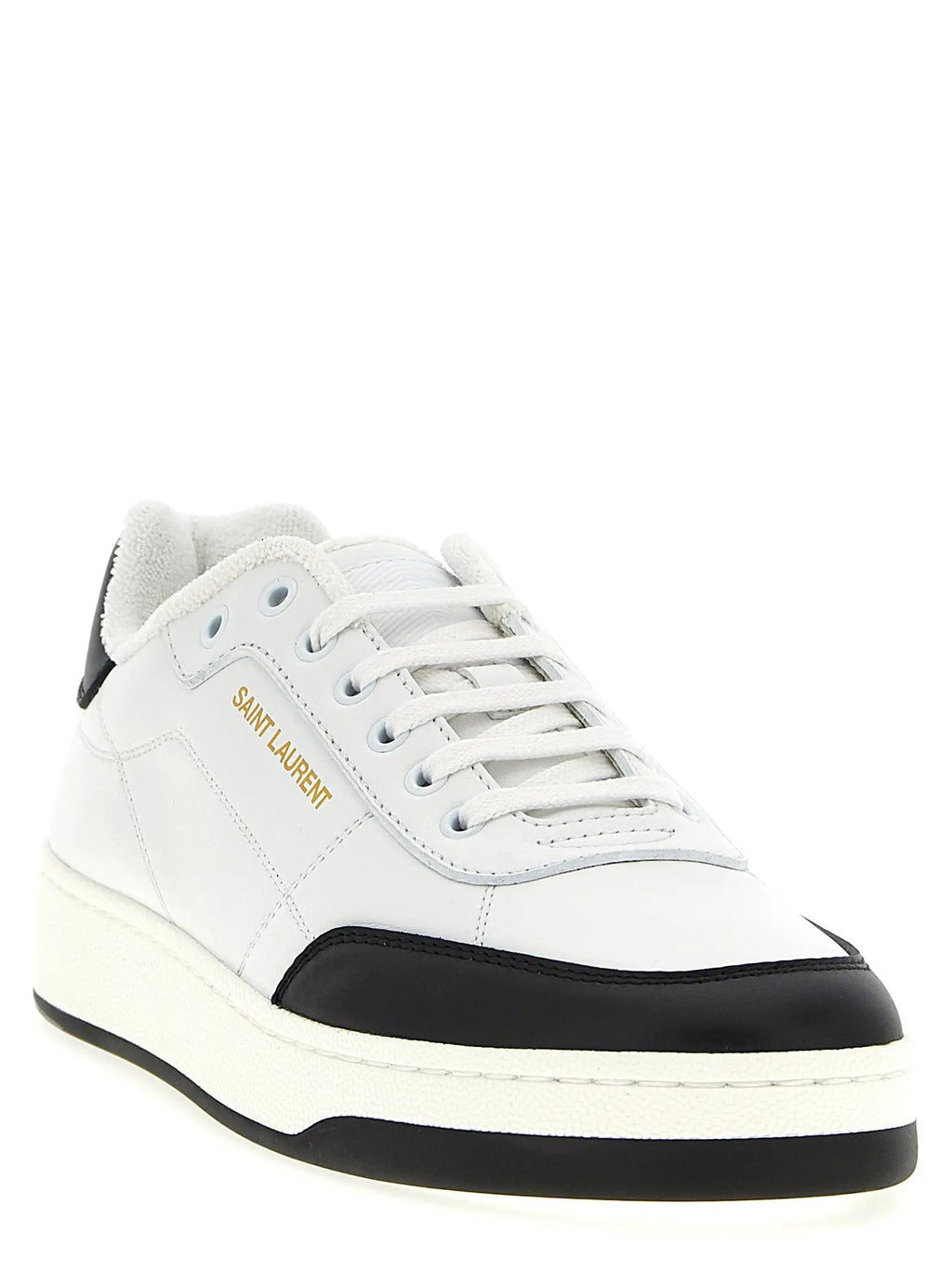 Saint Laurent Bicolor Calfskin Low Top Sneakers