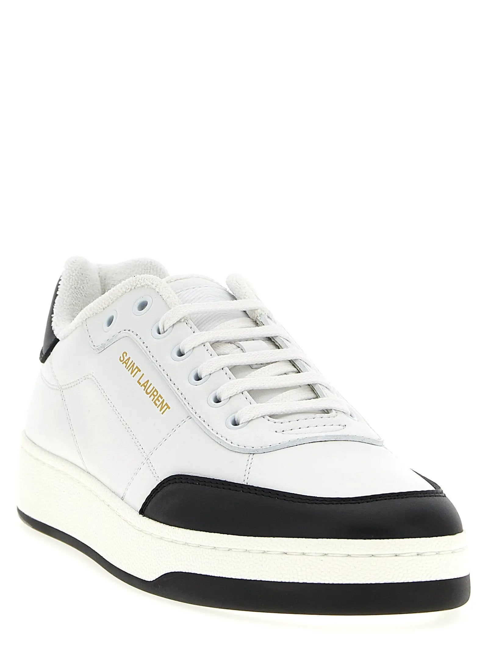 Saint Laurent Bicolor Calfskin Low Top Sneakers