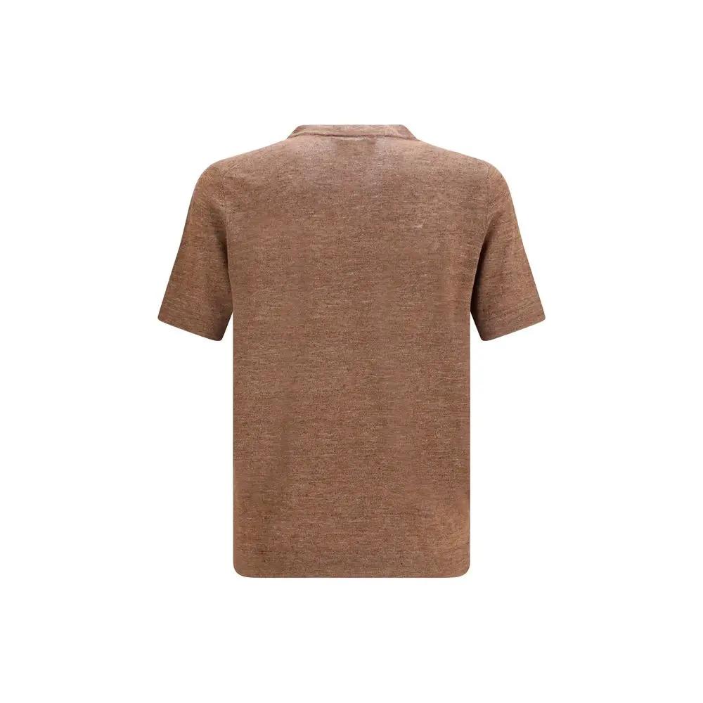 Brunello Cucinelli Brown Linen T-Shirt