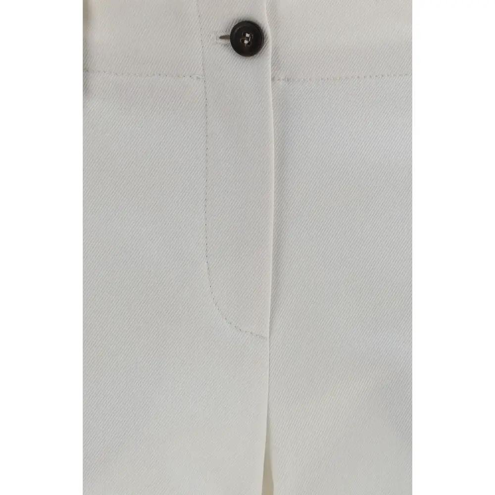 Brunello Cucinelli White Cotton Flared Pants