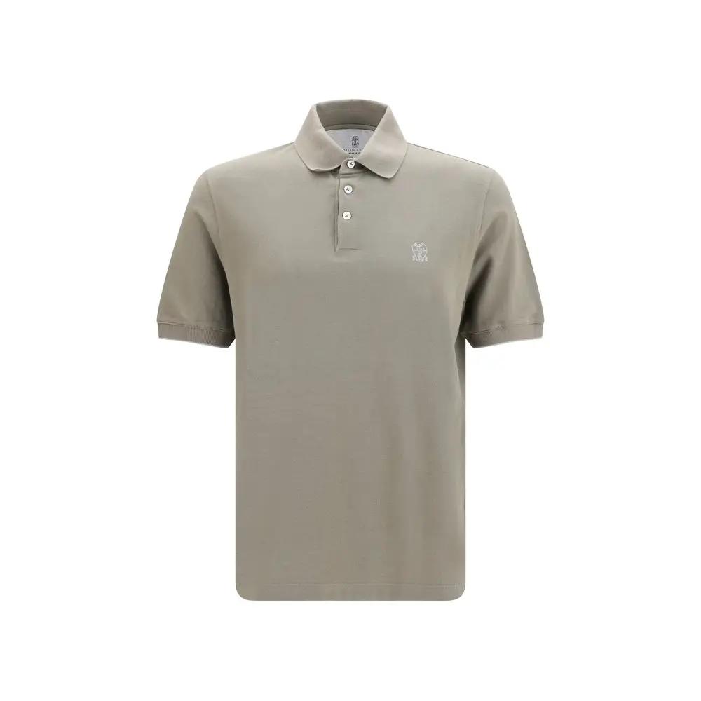 Brunello Cucinelli Bicolor Cotton Polo Shirt