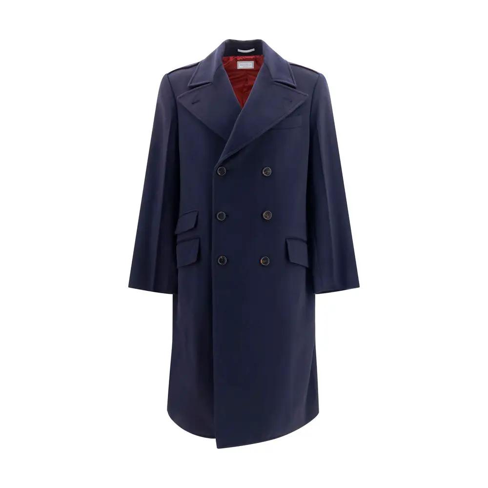 Brunello Cucinelli Blue Wool Oves Aries Coat
