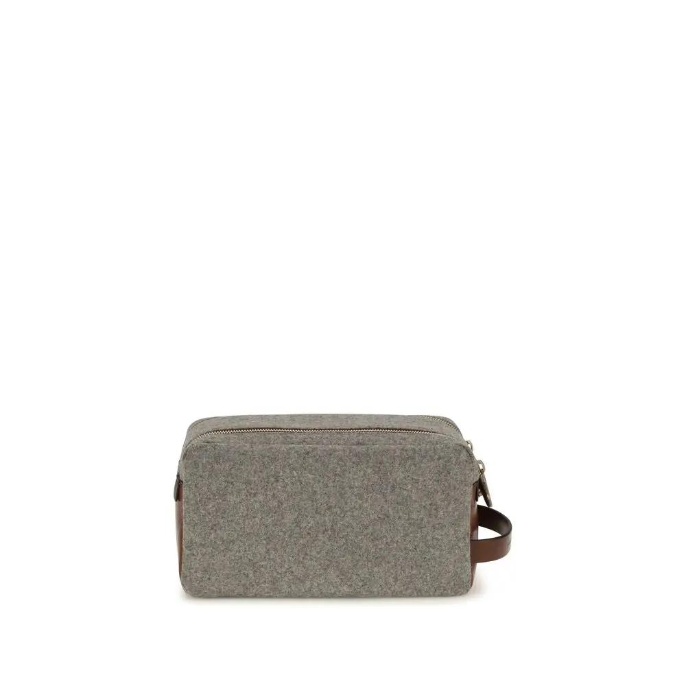 Brunello Cucinelli Gray Wool Oves Aries Wallet