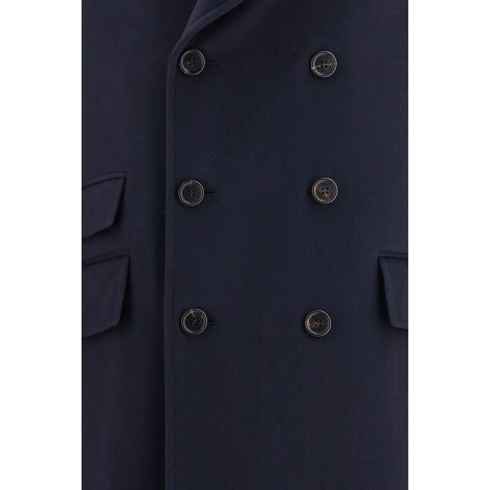 Brunello Cucinelli Blue Wool Oves Aries Coat