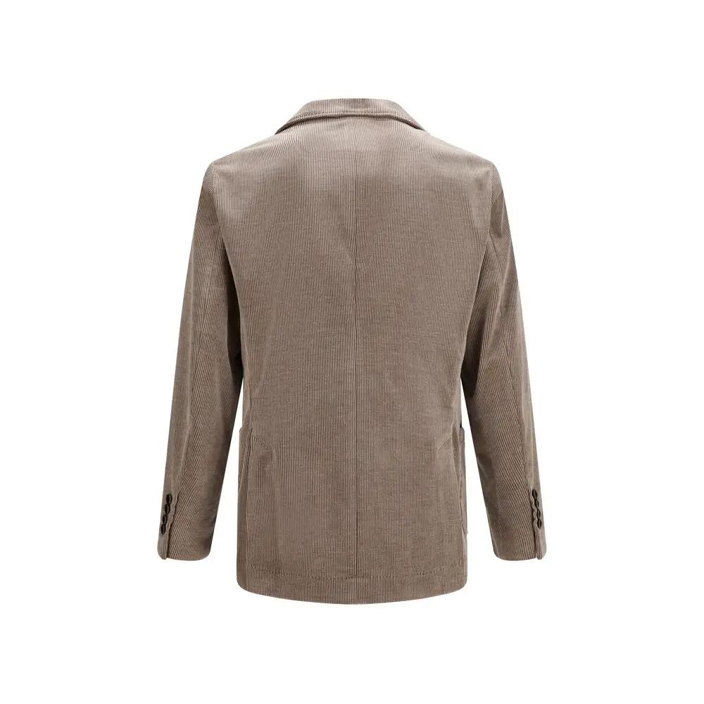 Brunello Cucinelli Gray Cotton Full-Length Jacket