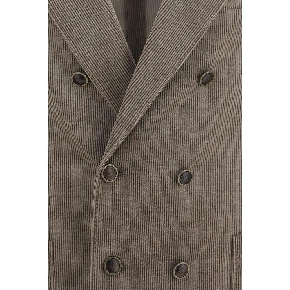 Brunello Cucinelli Gray Cotton Full-Length Jacket