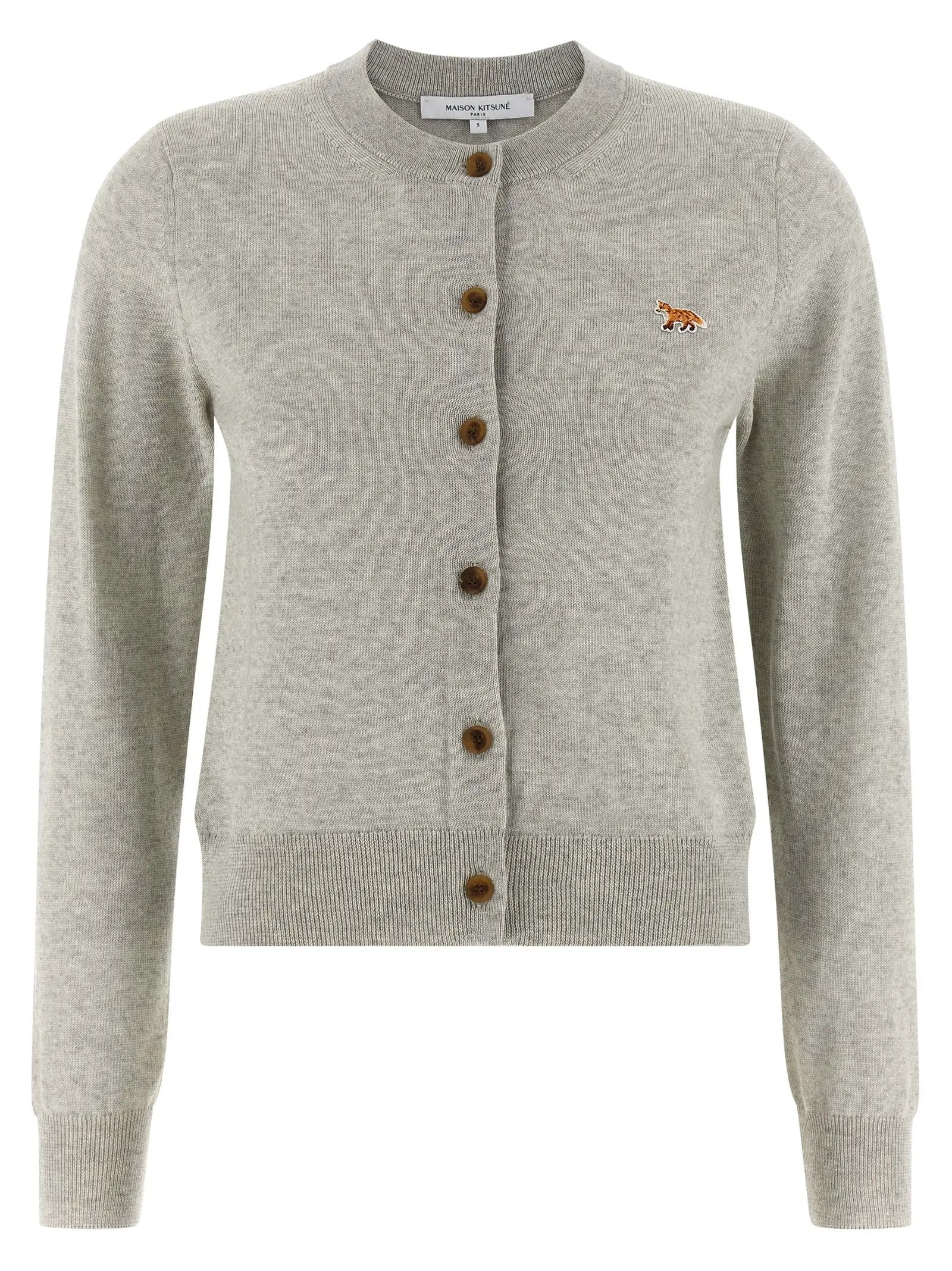 Maison Kitsuné Gray Virgin Wool Cardigan