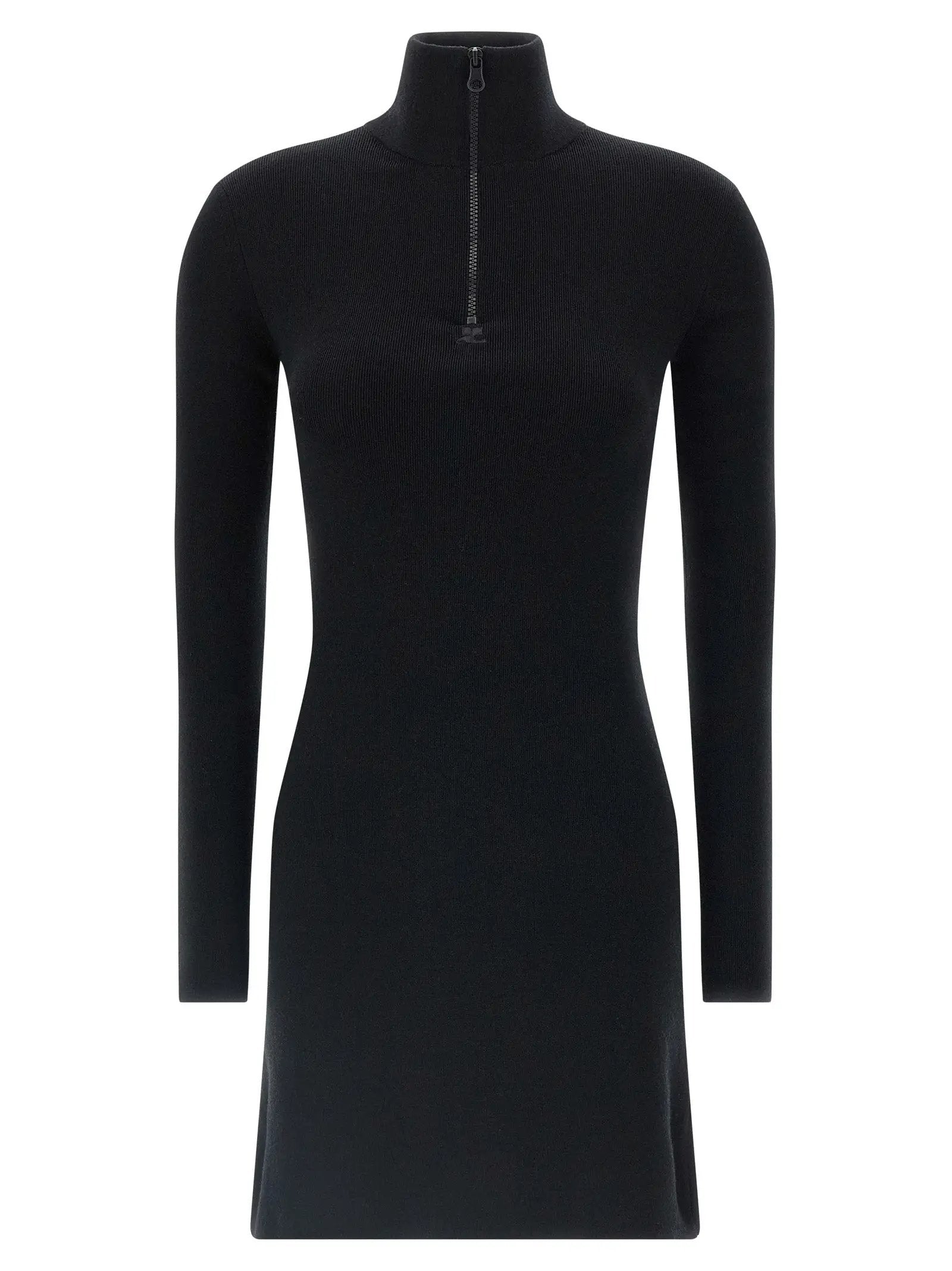 Courrèges Black Merino Wool Short Dress