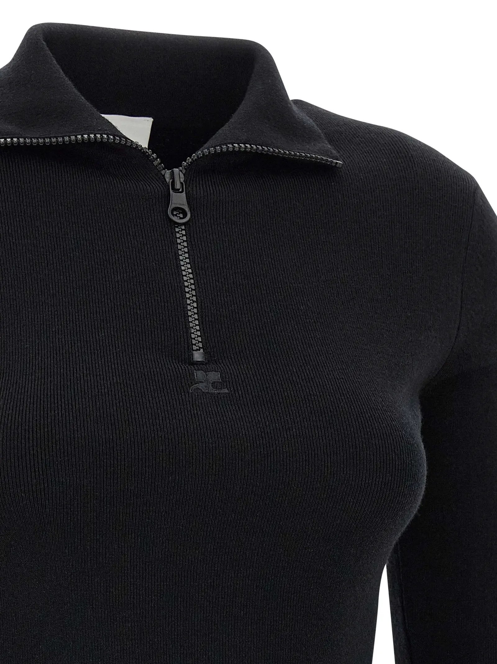 Courrèges Black Merino Wool Short Dress