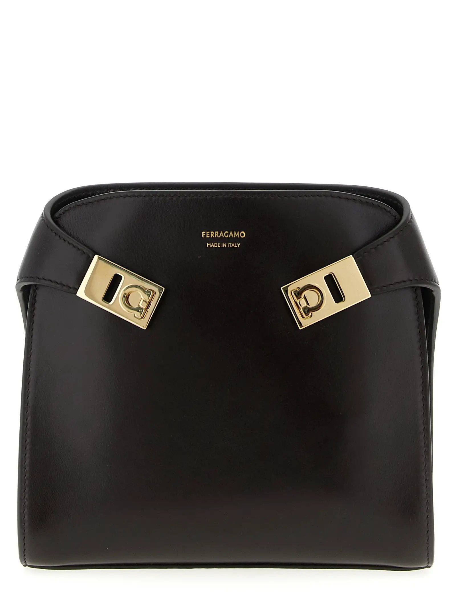Ferragamo Brown Calfskin Crossbody Bag