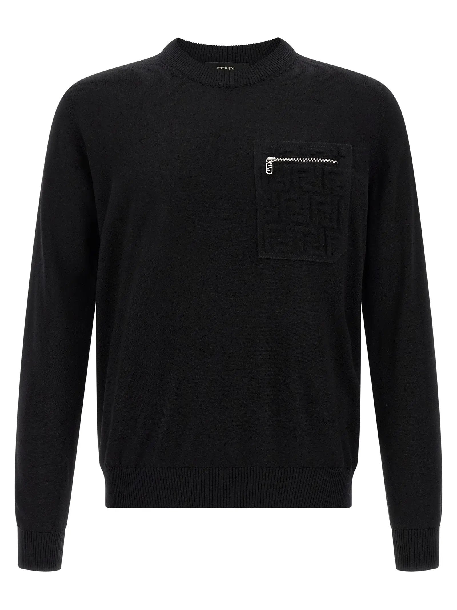 Fendi Black Virgin Wool Cardigan