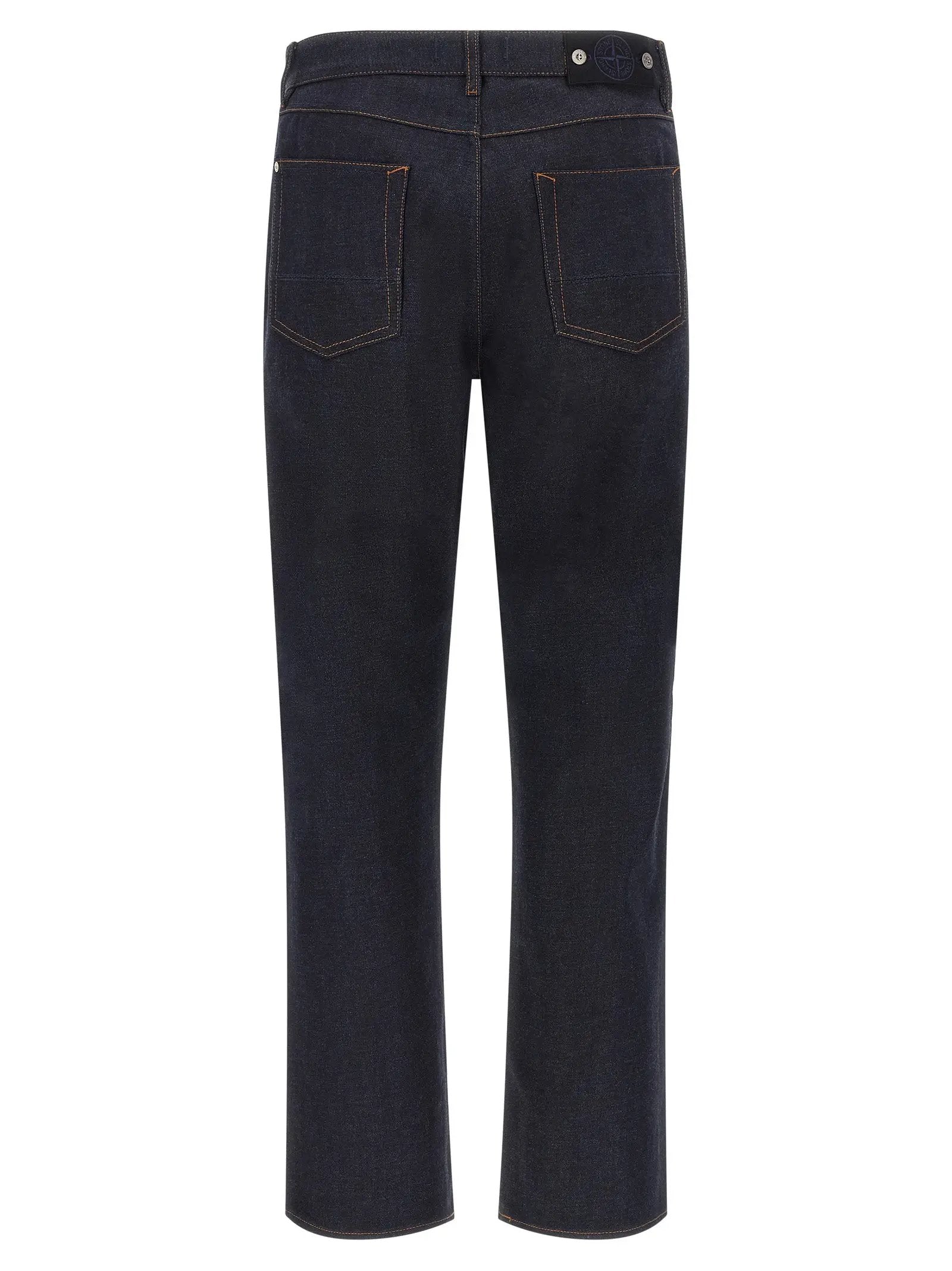 Stone Island Blue Cotton Straight-Leg Jeans