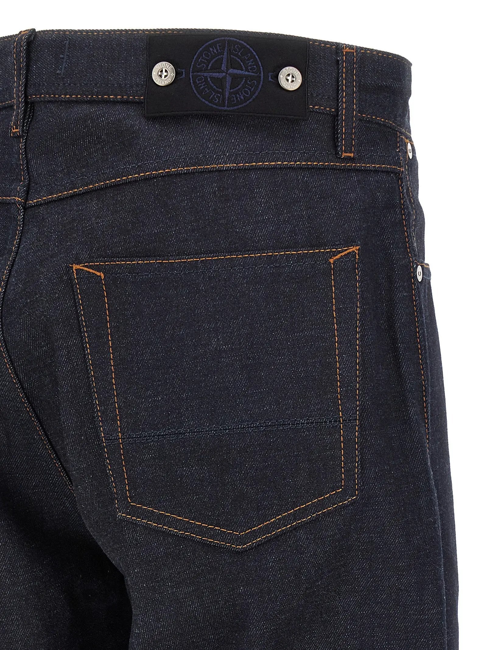 Stone Island Blue Cotton Straight-Leg Jeans