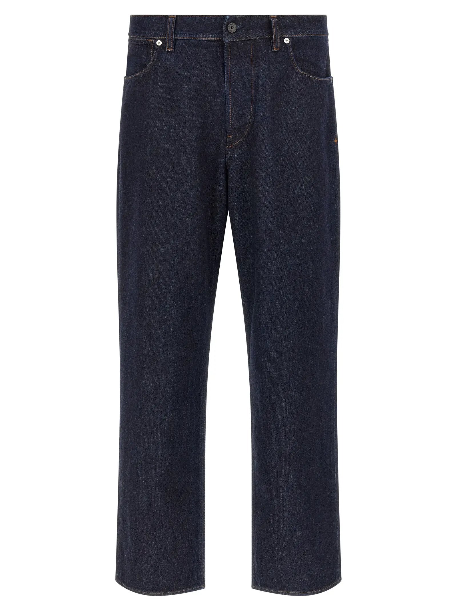 Stone Island Blue Cotton Straight-Leg Jeans