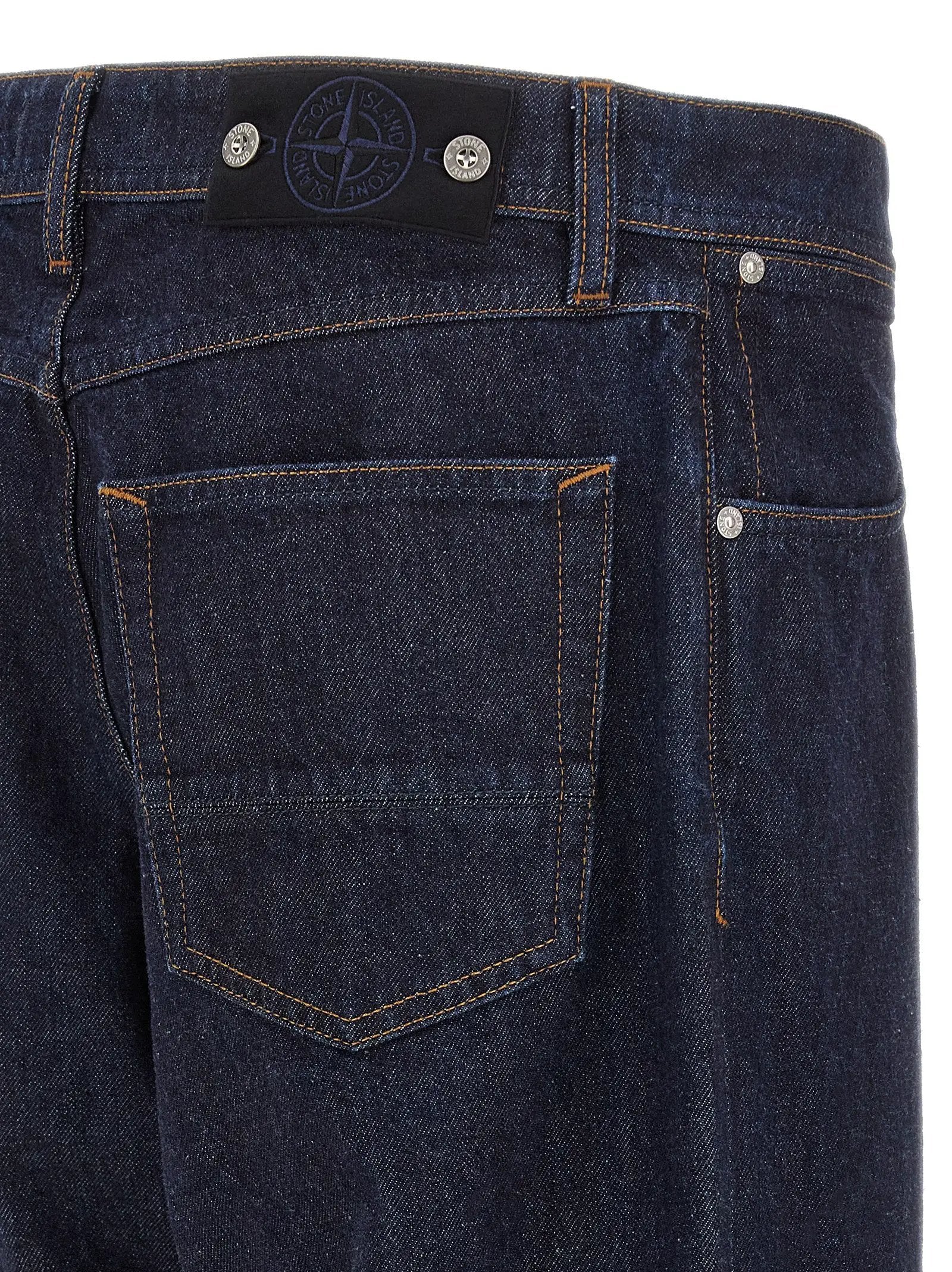 Stone Island Blue Cotton Straight-Leg Jeans