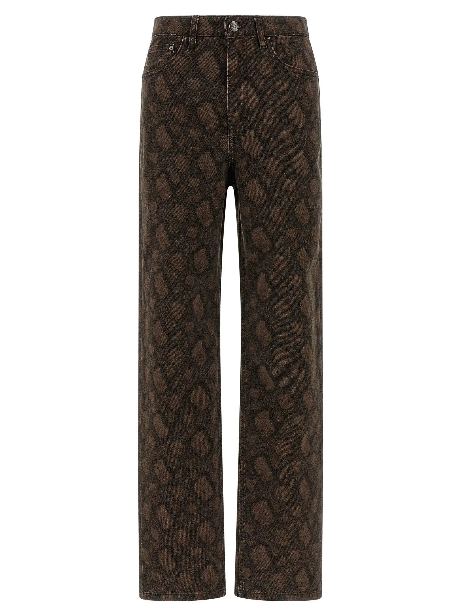 ROTATE BIRGER CHRISTENSEN Brown Cotton Straight-Leg Jeans