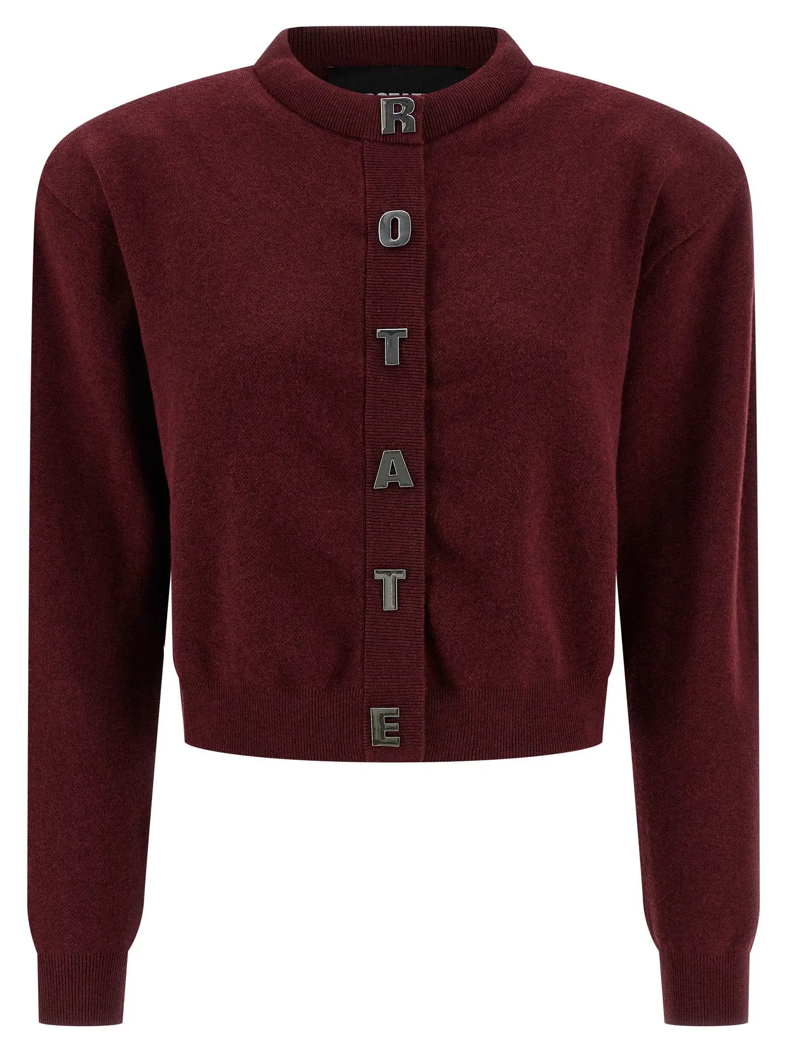 ROTATE BIRGER CHRISTENSEN Bordeaux Cotton Cardigan