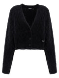 ROTATE BIRGER CHRISTENSEN Black Alpaca Leather Cardigan