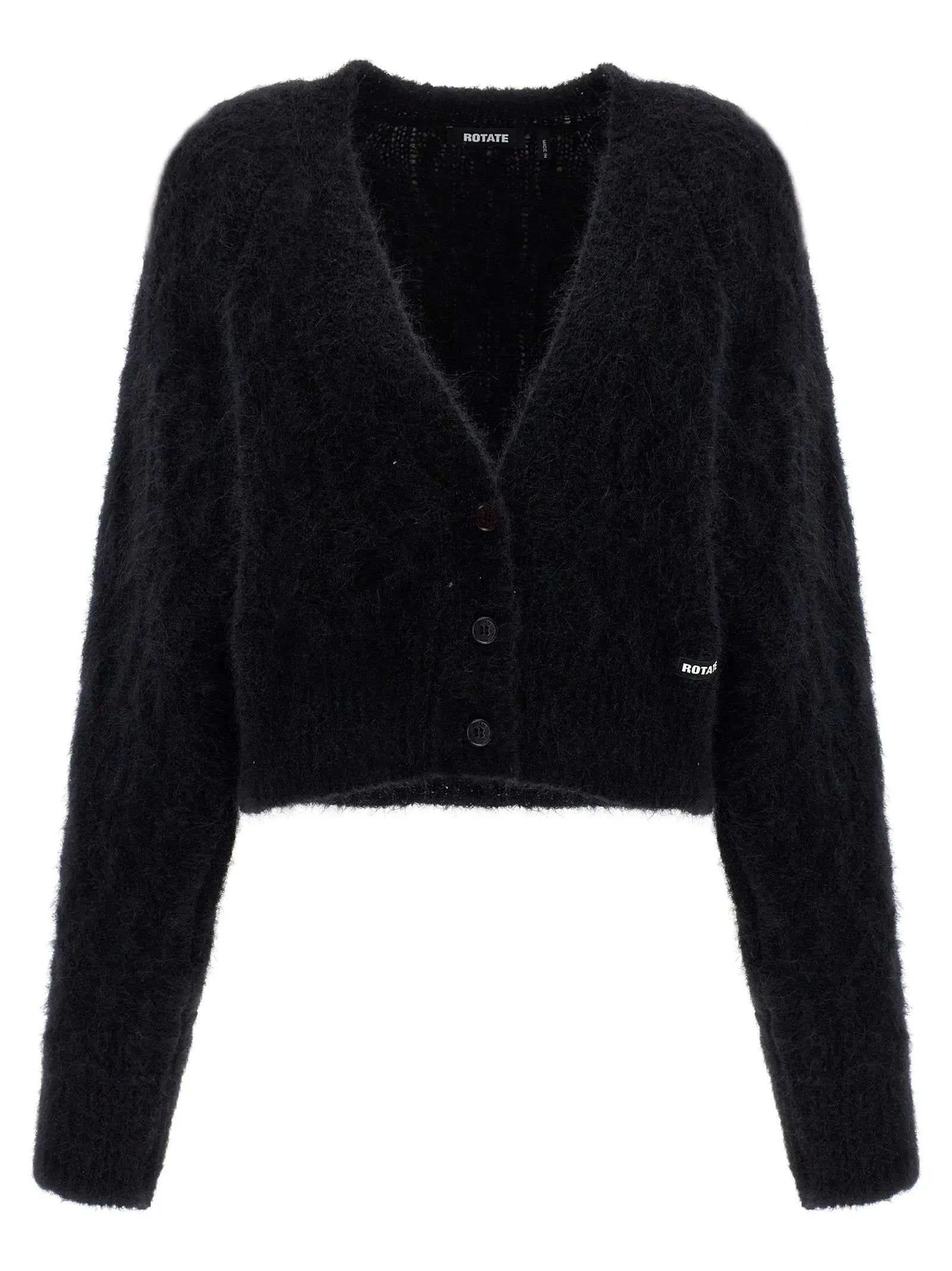 ROTATE BIRGER CHRISTENSEN Black Alpaca Leather Cardigan