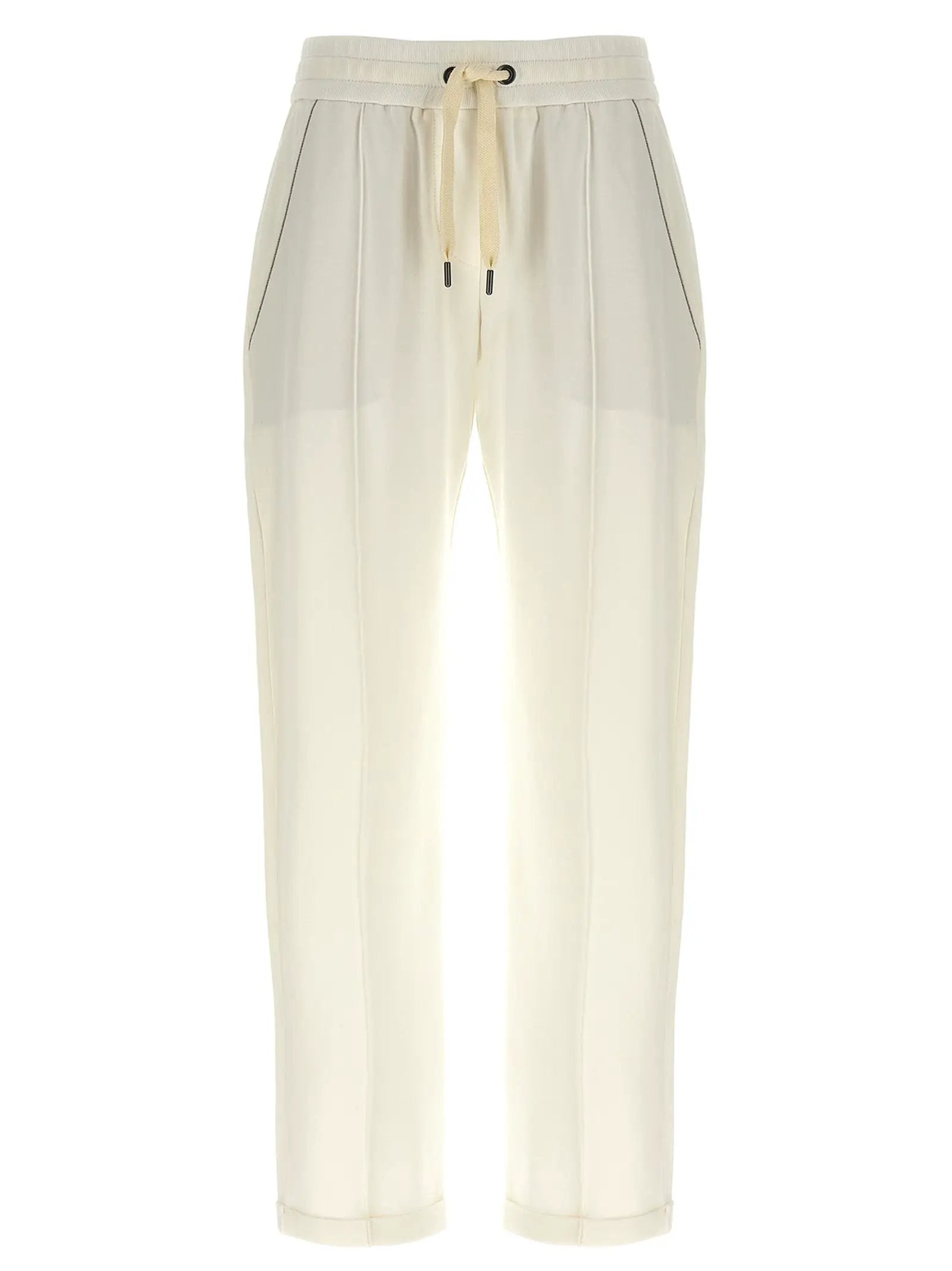 Brunello Cucinelli White Cotton Joggers (Workout Pants)