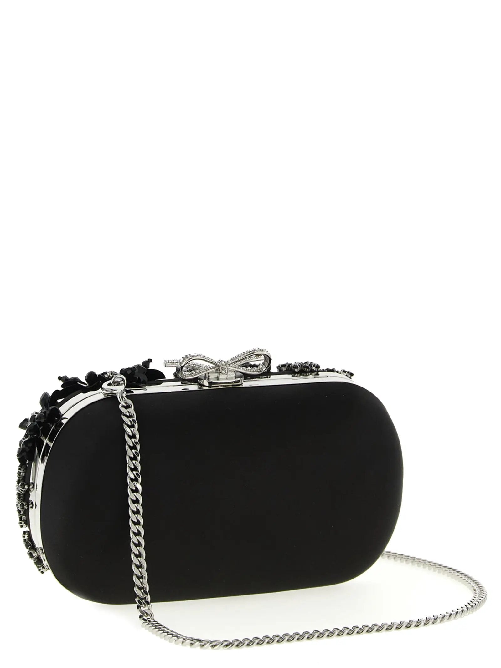 Self-Portrait Black Polyester Clutch Bag
