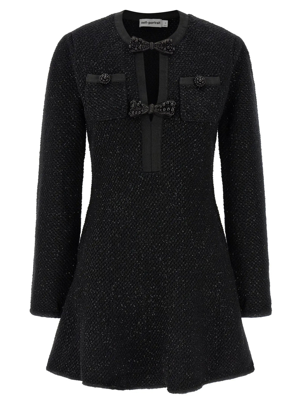 Self-Portrait Black Cotton Short Dress