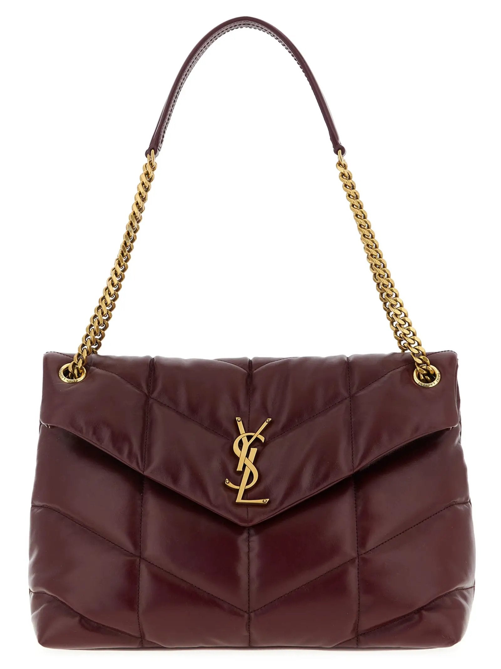 Saint Laurent Bordeaux Calfskin Shoulder Bag