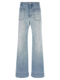 Victoria Beckham Blue Cotton Flared Jeans