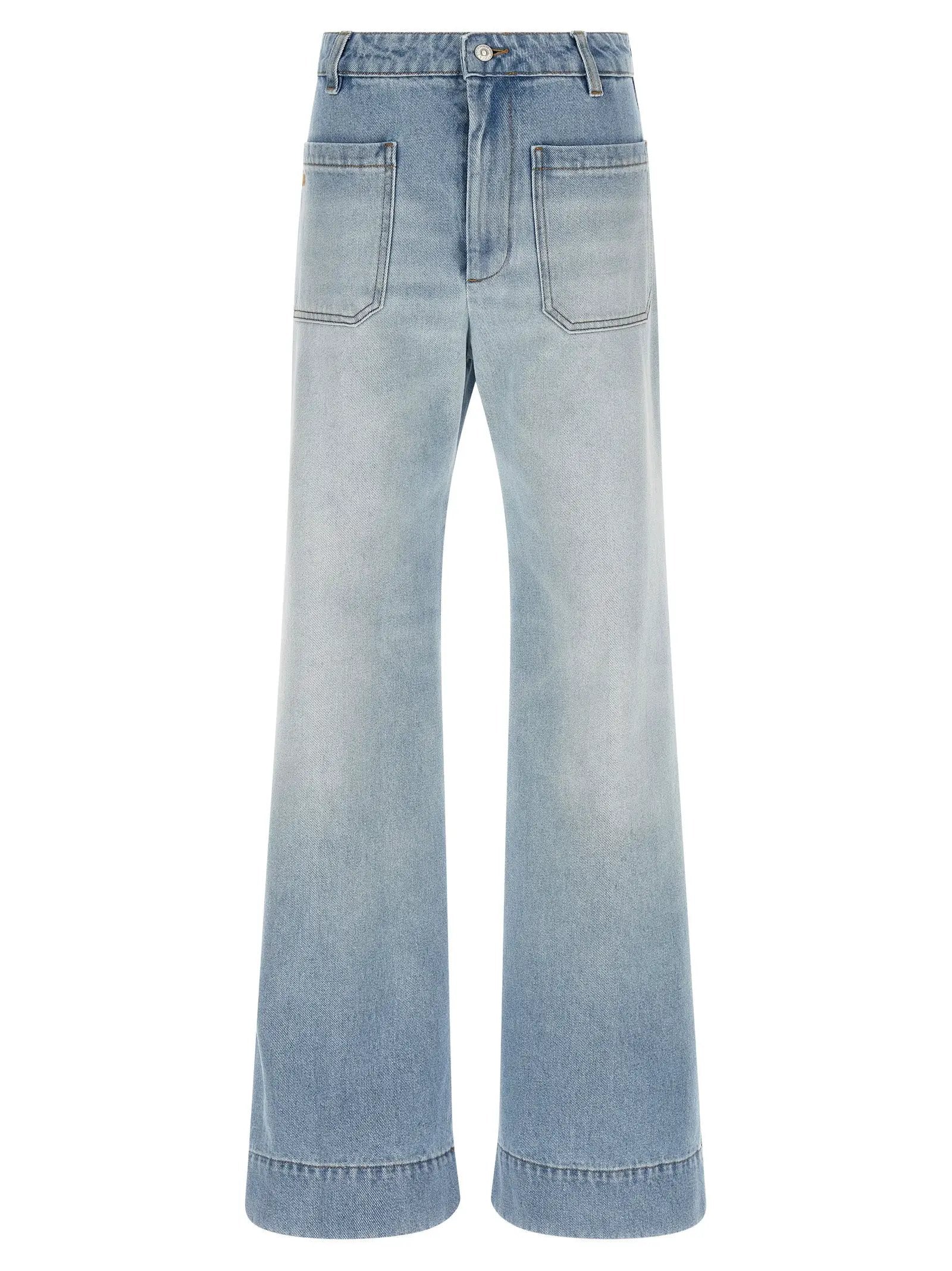 Victoria Beckham Blue Cotton Flared Jeans