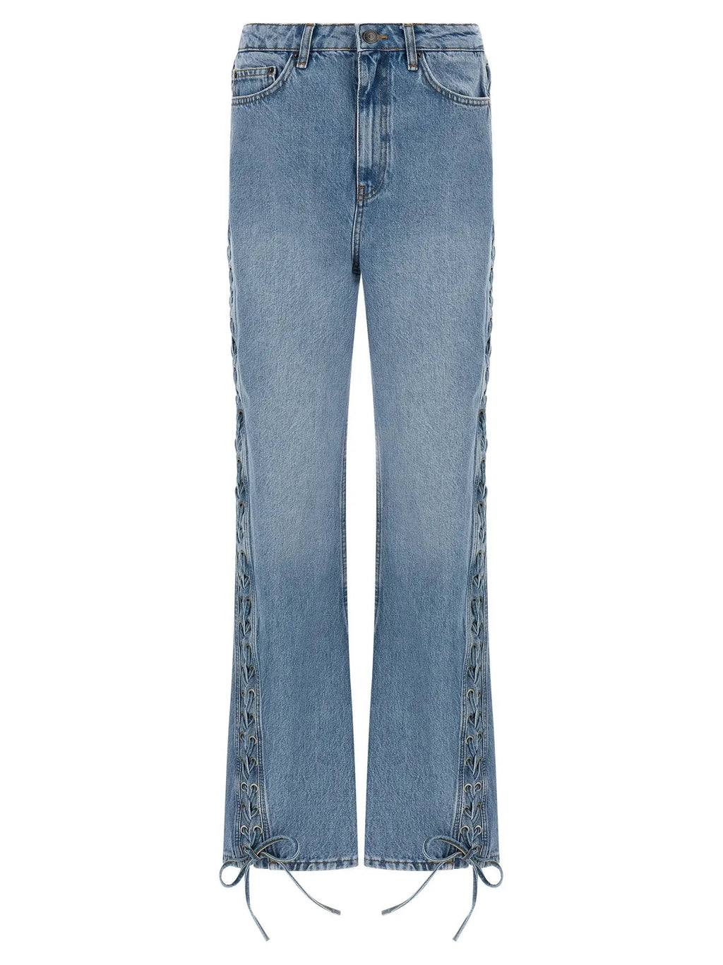 ROTATE BIRGER CHRISTENSEN Blue Cotton Straight-Leg Jeans