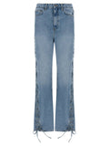 ROTATE BIRGER CHRISTENSEN Blue Cotton Straight-Leg Jeans
