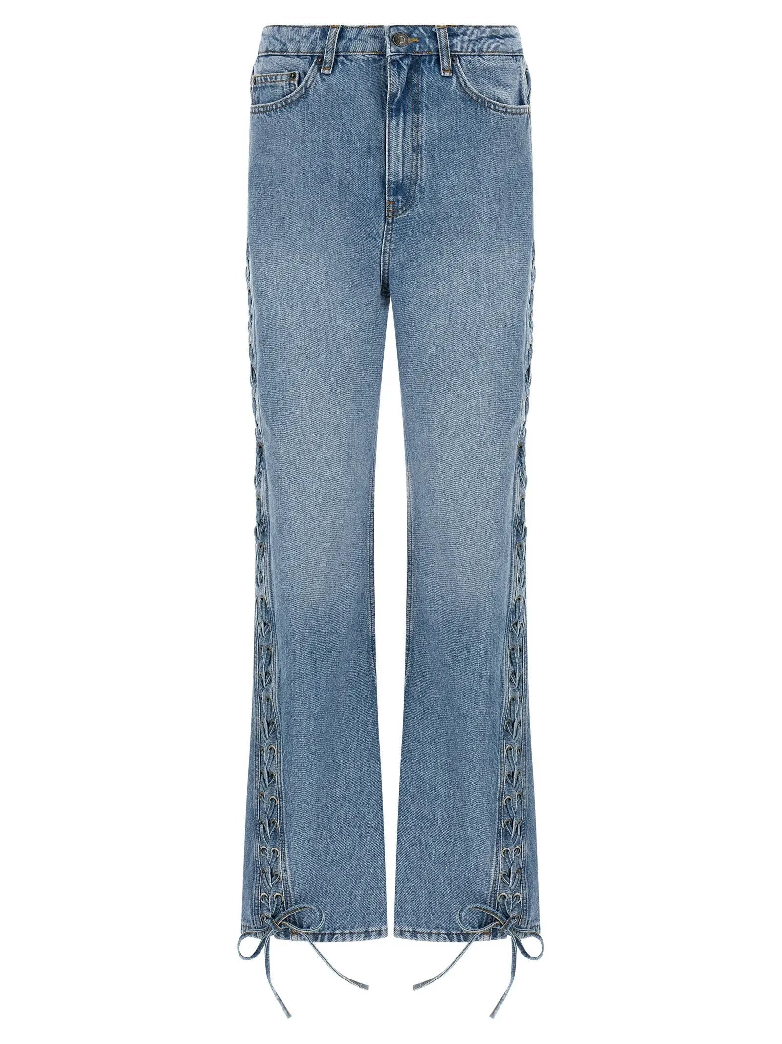 ROTATE BIRGER CHRISTENSEN Blue Cotton Straight-Leg Jeans