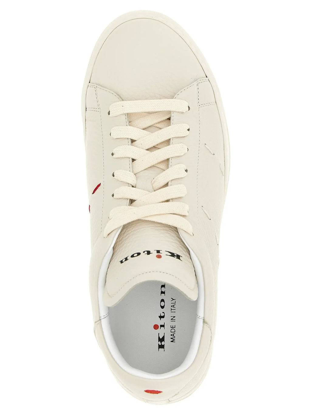 Kiton White Nubuc Leather Low Top Sneakers