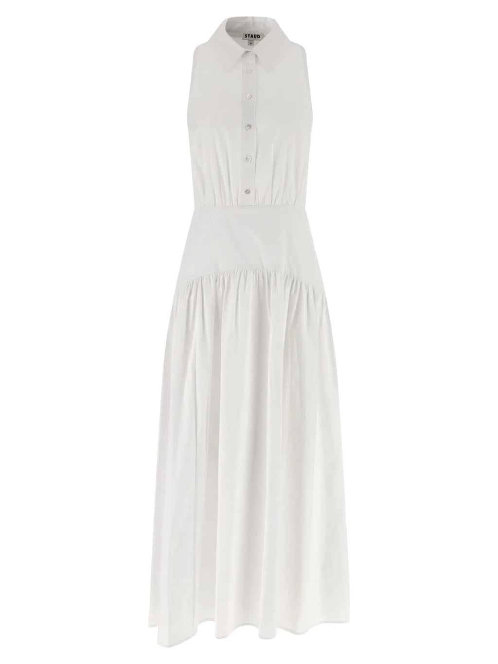 Staud White Cotton Midi Dress
