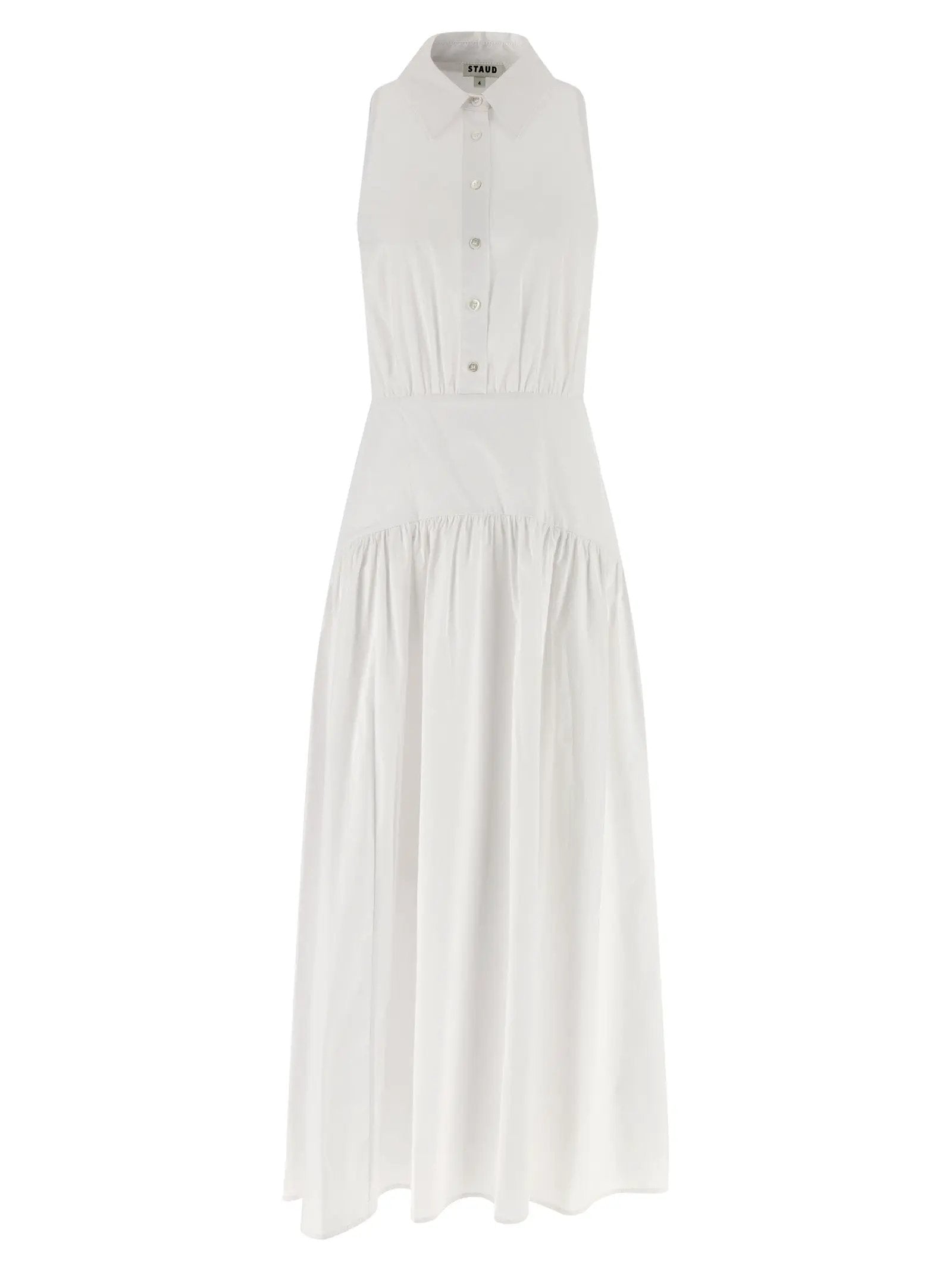 Staud White Cotton Midi Dress