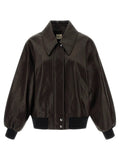 Khaite Brown Lamb Leather Leather Jacket