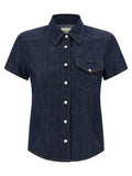 Khaite Blue Cotton Blouse
