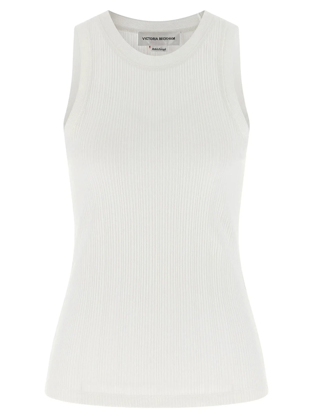 Victoria Beckham White Cotton Sleeveles T-Shirt
