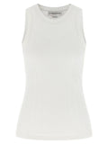 Victoria Beckham White Cotton Sleeveles T-Shirt