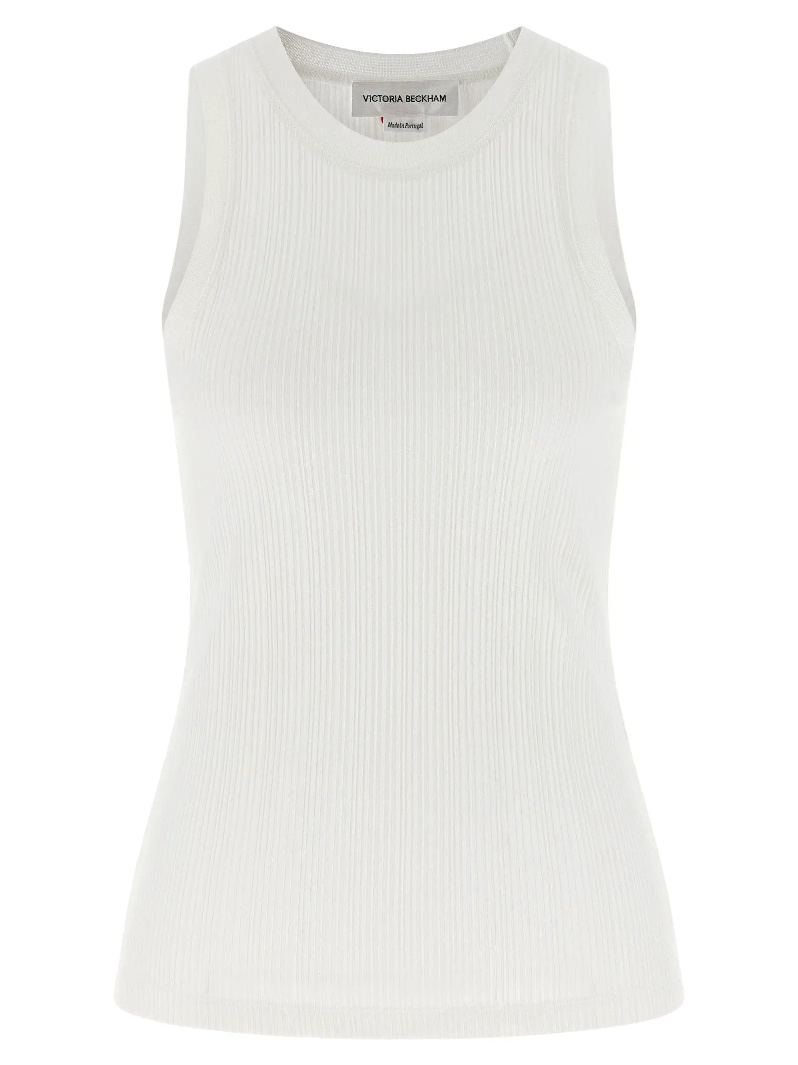 Victoria Beckham White Cotton Sleeveles T-Shirt