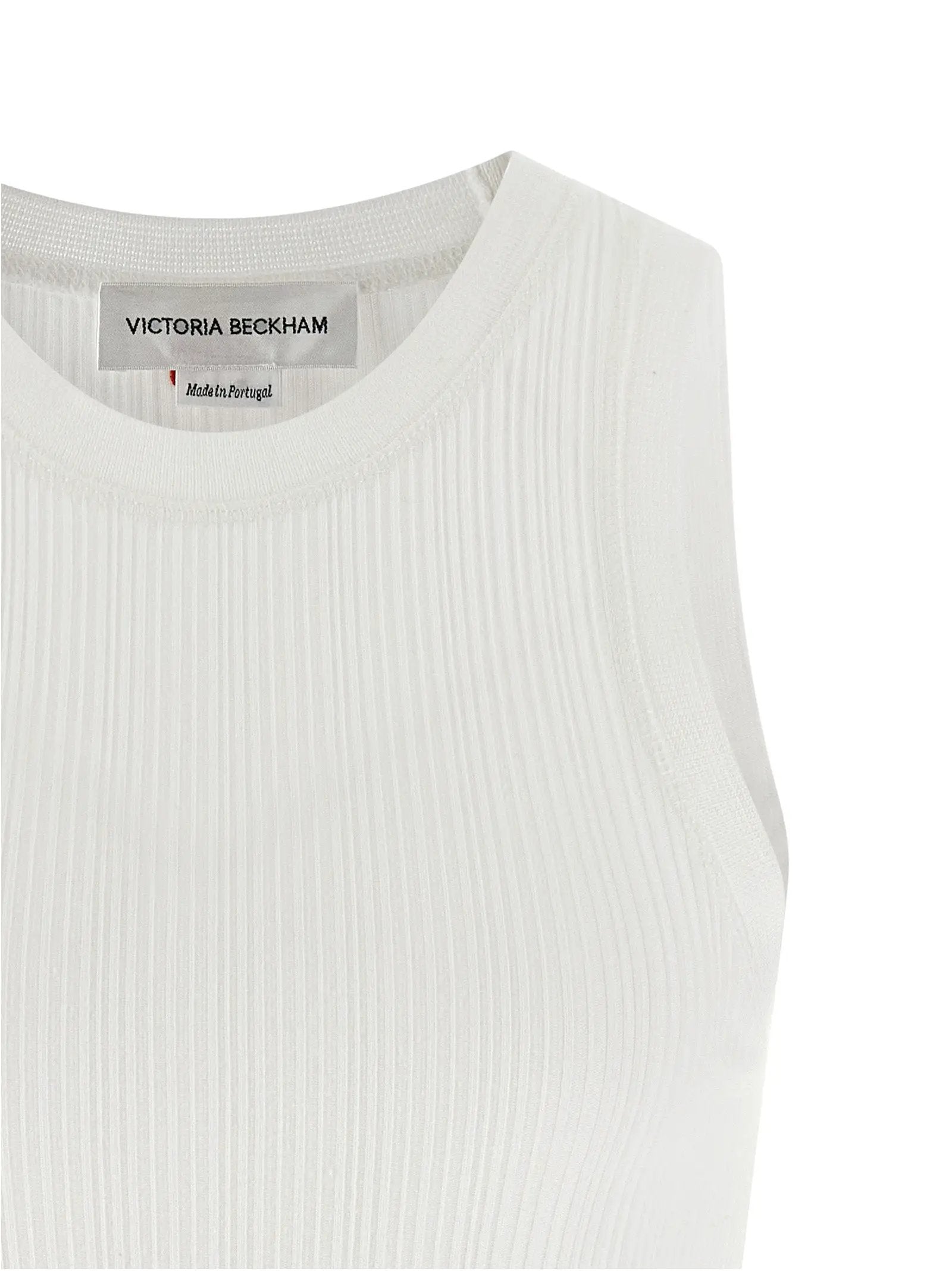 Victoria Beckham White Cotton Sleeveles T-Shirt