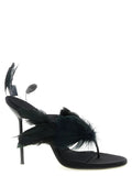 Paris Texas Black Silk Stiletto Heel Sandals