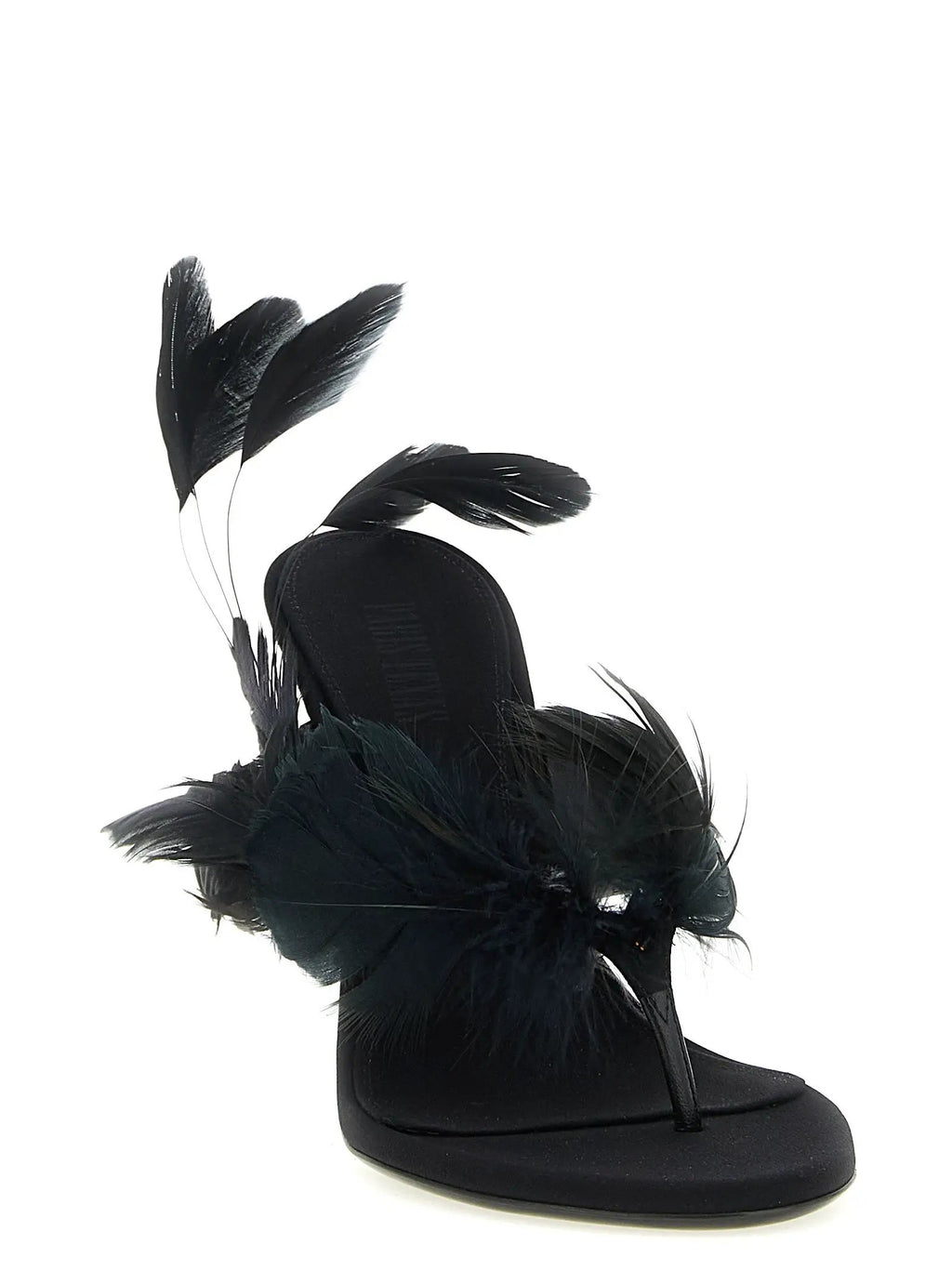 Paris Texas Black Silk Stiletto Heel Sandals